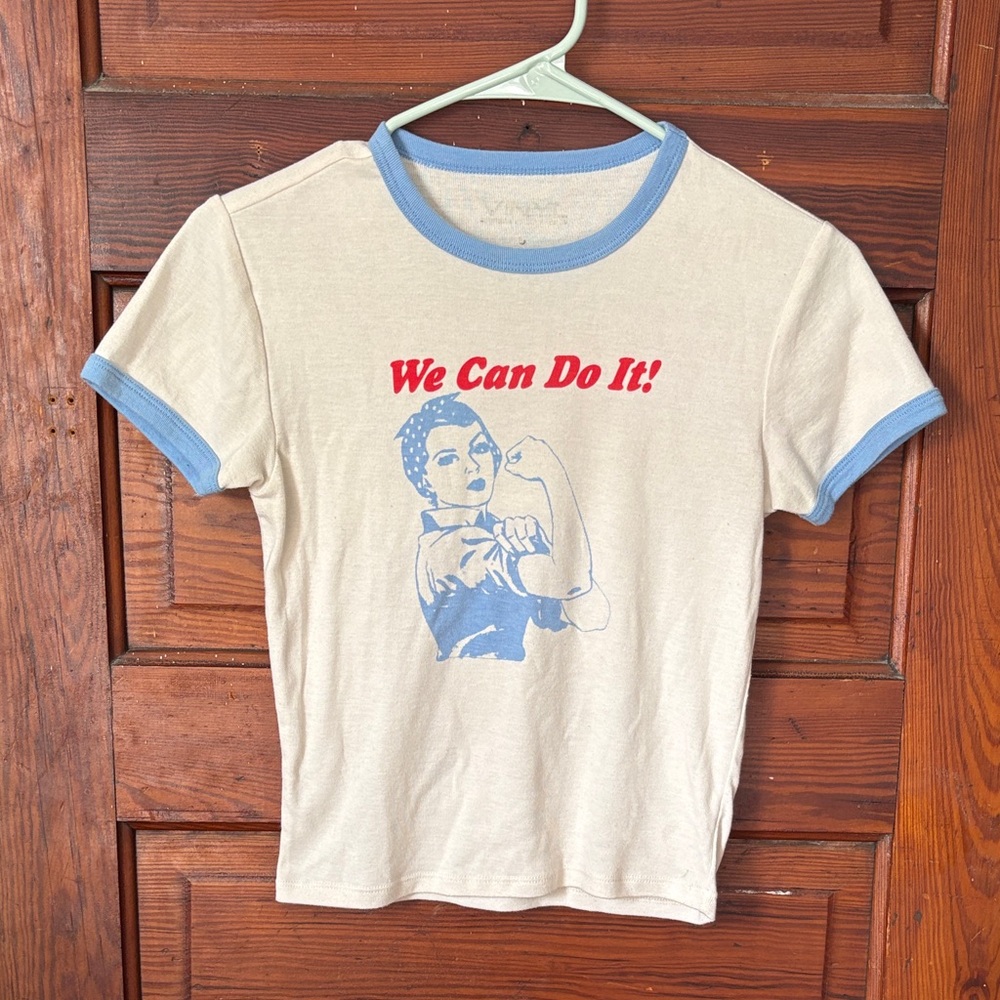 Vinyl Icons “We Can Do It” Babydoll Tee size Small Women’s - Picture 1 of 3